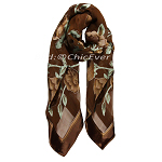 Seidentuch Ausbrenner, Damentuch Seide, 105x105cm, braun, grün